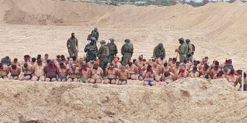 Images from Gaza show Israeli soldiers detaining dozens of men stripped to underwear