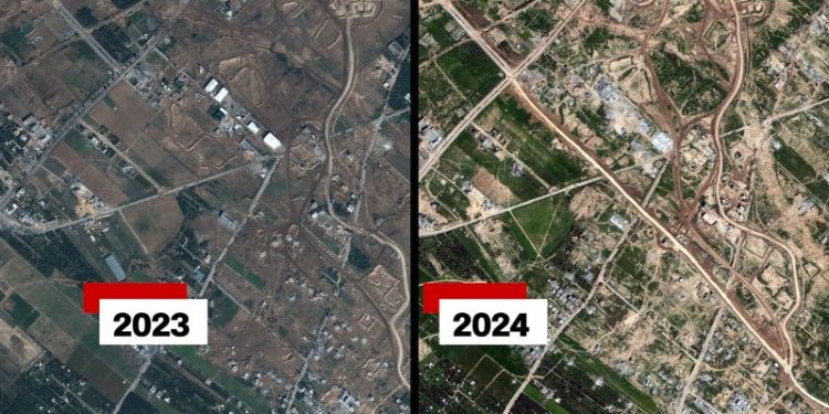Israeli road splitting Gaza in two has reached the Mediterranean coast, satellite imagery shows