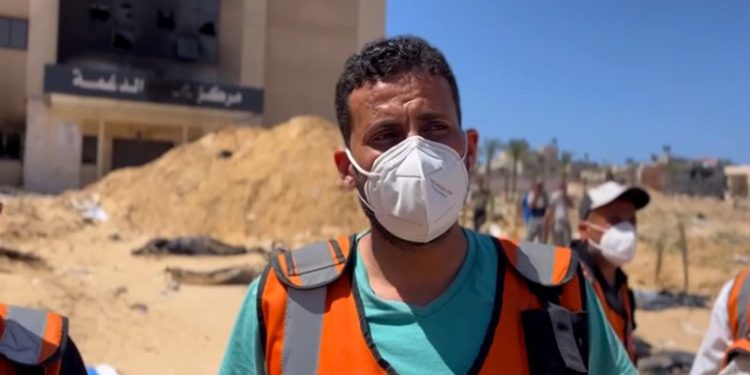 More than 300 bodies found in mass grave at Gaza hospital, says Gaza Civil Defense