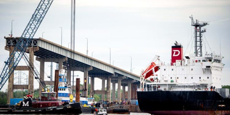 New deep-water channel allows first ship to pass Key Bridge wreckage in Baltimore