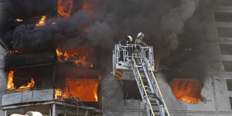 Russian strike hits apartment block in Ukraine’s Kharkiv, injuring more than 40