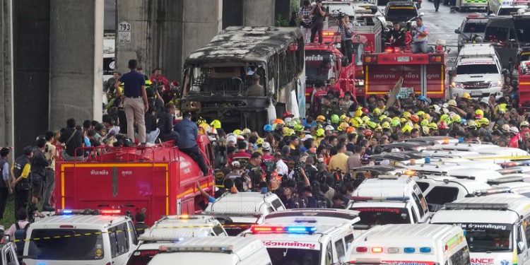 At least 20 children and teachers feared dead in Bangkok school bus fire
