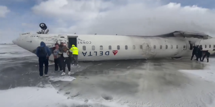 Emergency teams respond to Delta plane crash at Toronto Pearson Airport