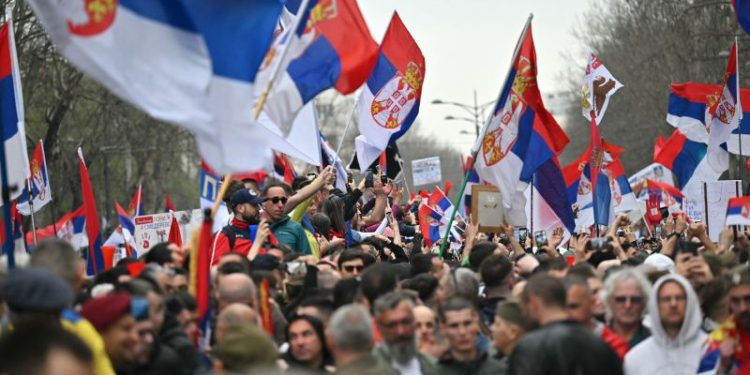 Tens of thousands rally in massive anti-corruption protest against Serbian government