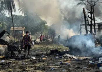 At least 49 dead after airstrike near market in Myanmar’s Rakhine state
