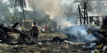 At least 49 dead after airstrike near market in Myanmar’s Rakhine state