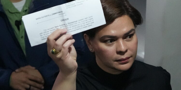 Philippines Vice President Sara Duterte posts bail after arrest